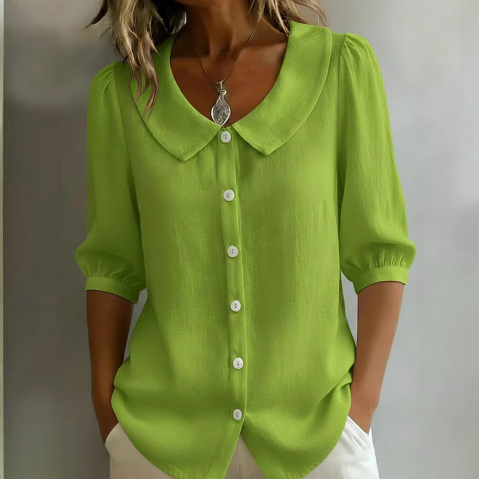 Collared Short-sleeve Blouse