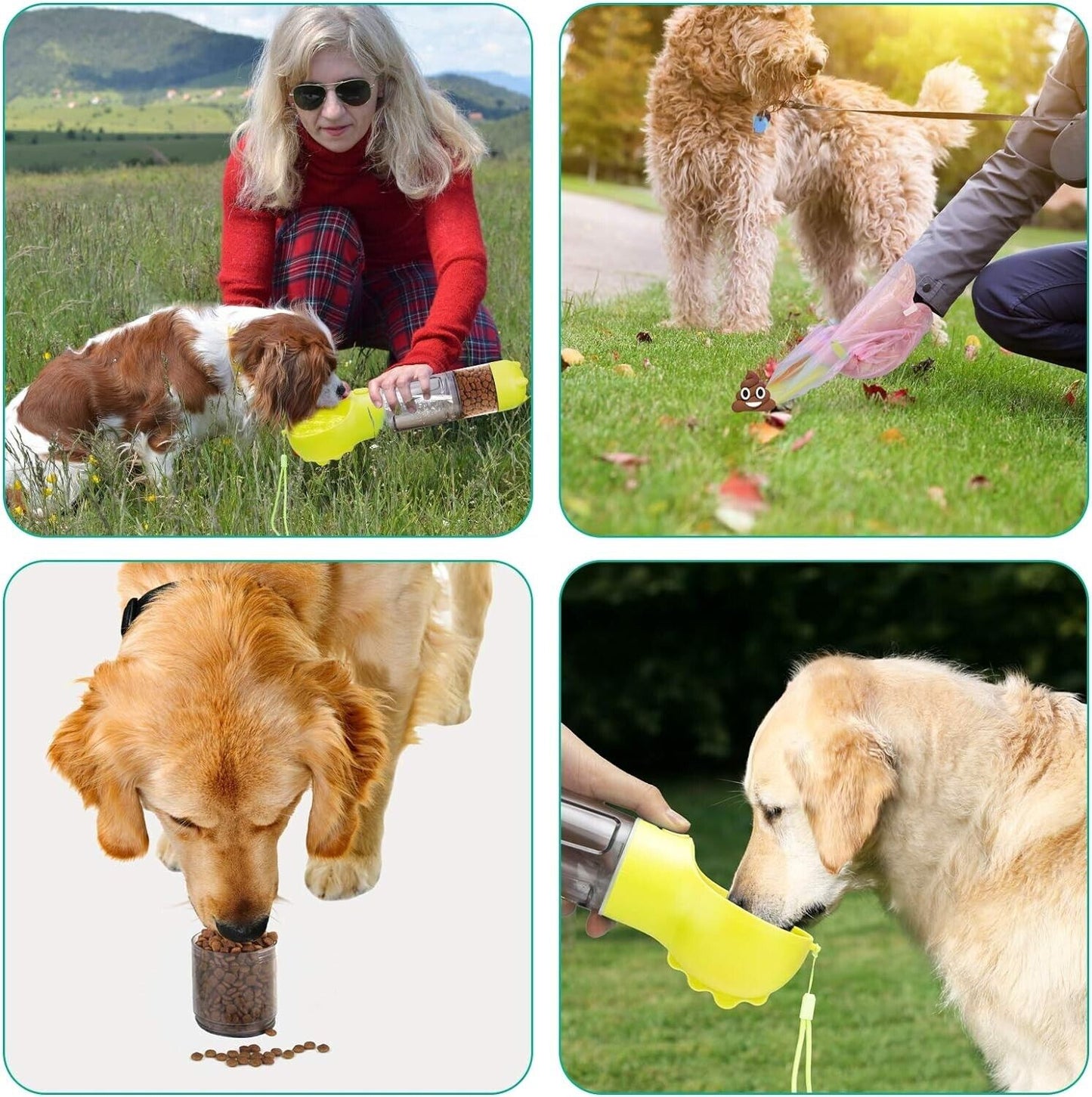 Dog Water Bottle Portable with Drinking and Feeding Function 15OZ Capacity