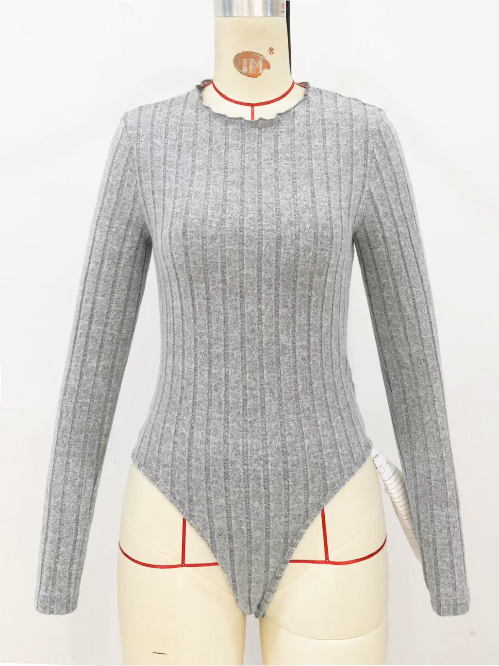 Fluted Collar Slim-fit Long-sleeved T-shirt