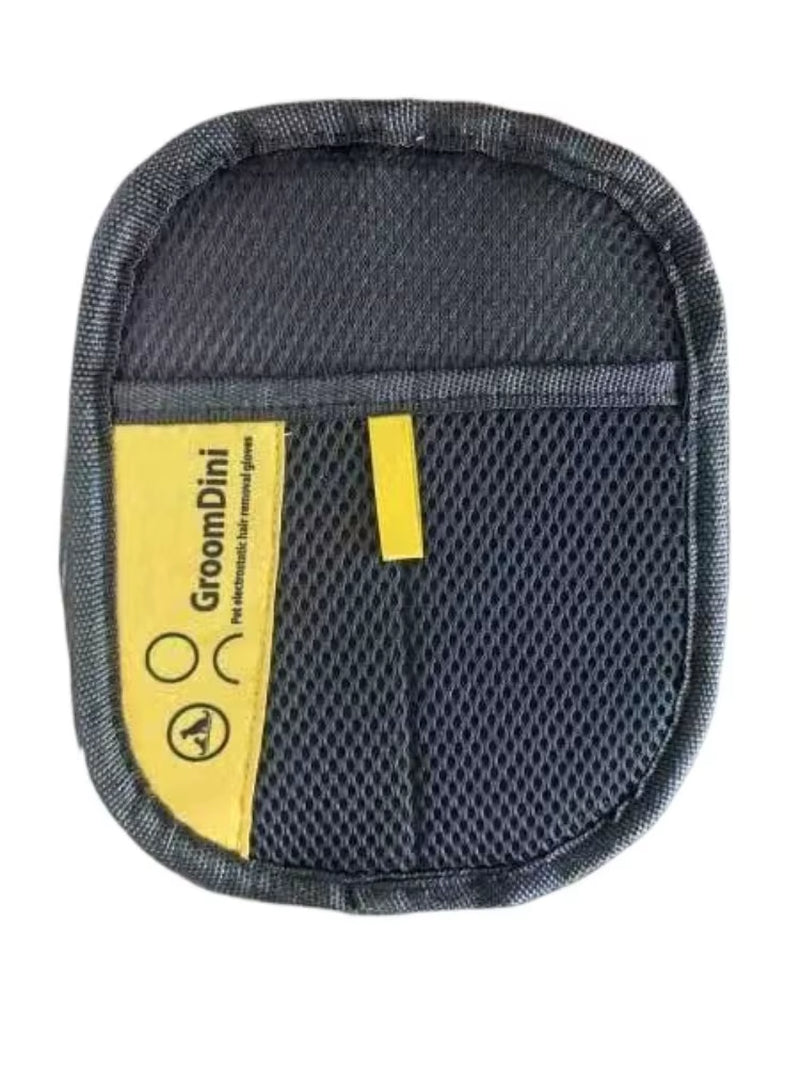 Upgrade Edition Large Pet Static Hair Removal Gloves - Black Polypropylene Cat Grooming Gloves with Yellow Accents