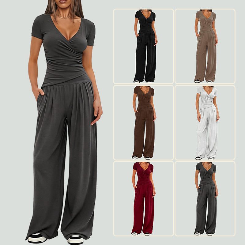2 Pieces V Neck Short-sleeve