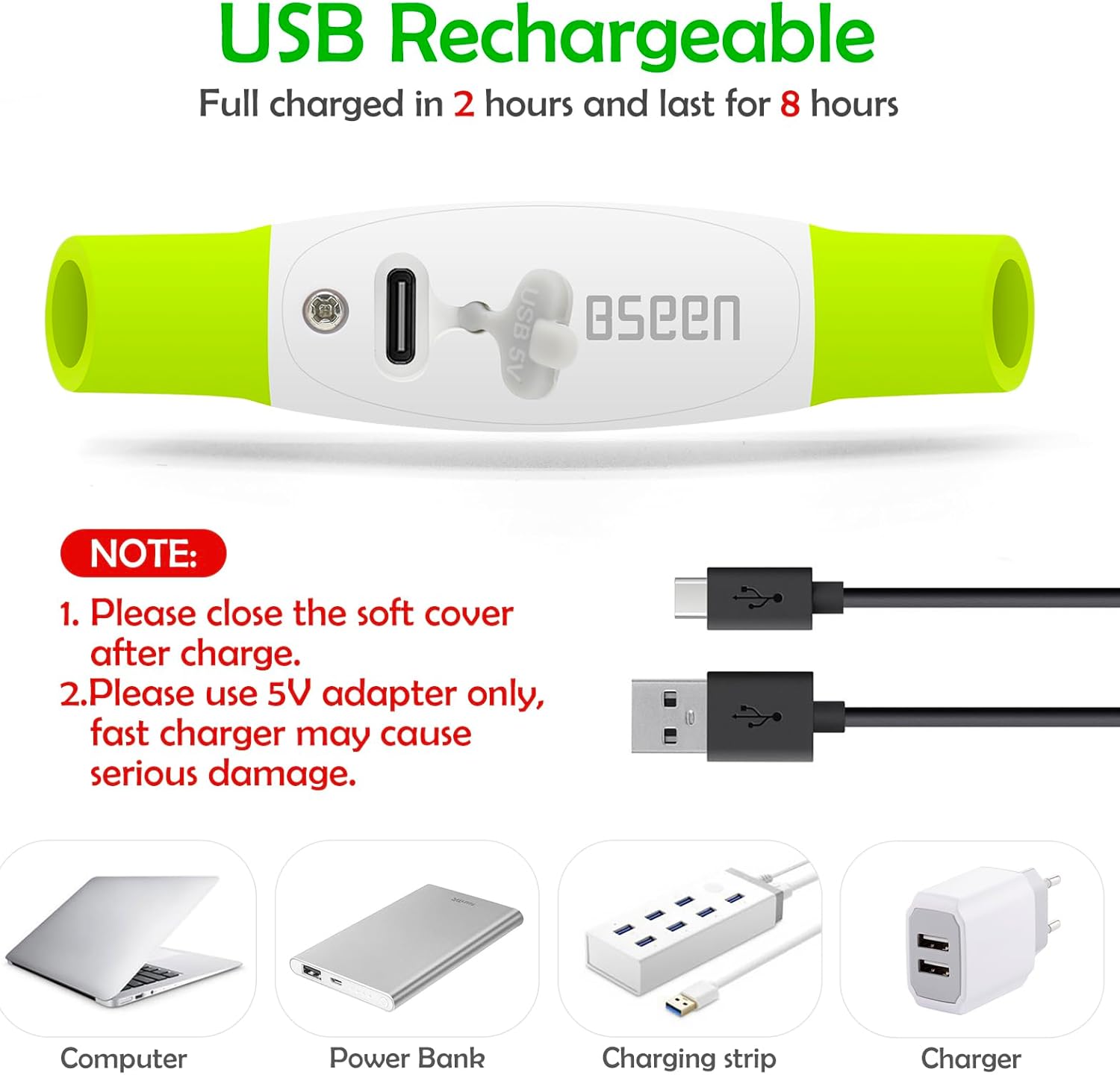 Led Dog Collar,  USB Rechargeable Flash Dog Necklace Light, Pet Safety Collar Makes Your Beloved Dogs Be Seen at Night for Small Medium Large Dogs(Green)