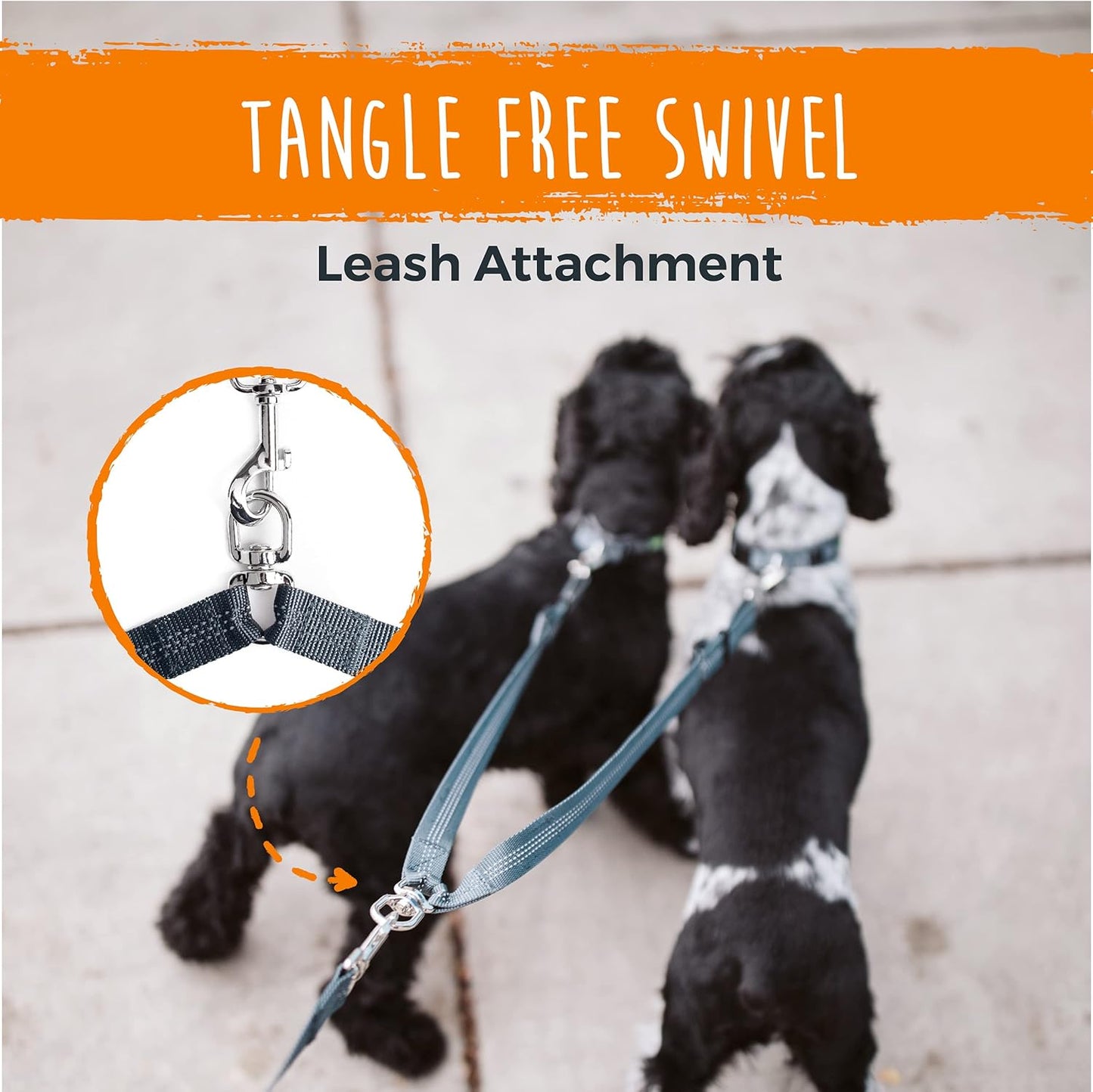 Double Dog Leash - Double Leash for Two Dogs No Tangle Design. Split Lead for 2 Pets. Adjustable to Fit All Sized Breeds. Reflective Dual Pet Lead for People with Multiple Pups