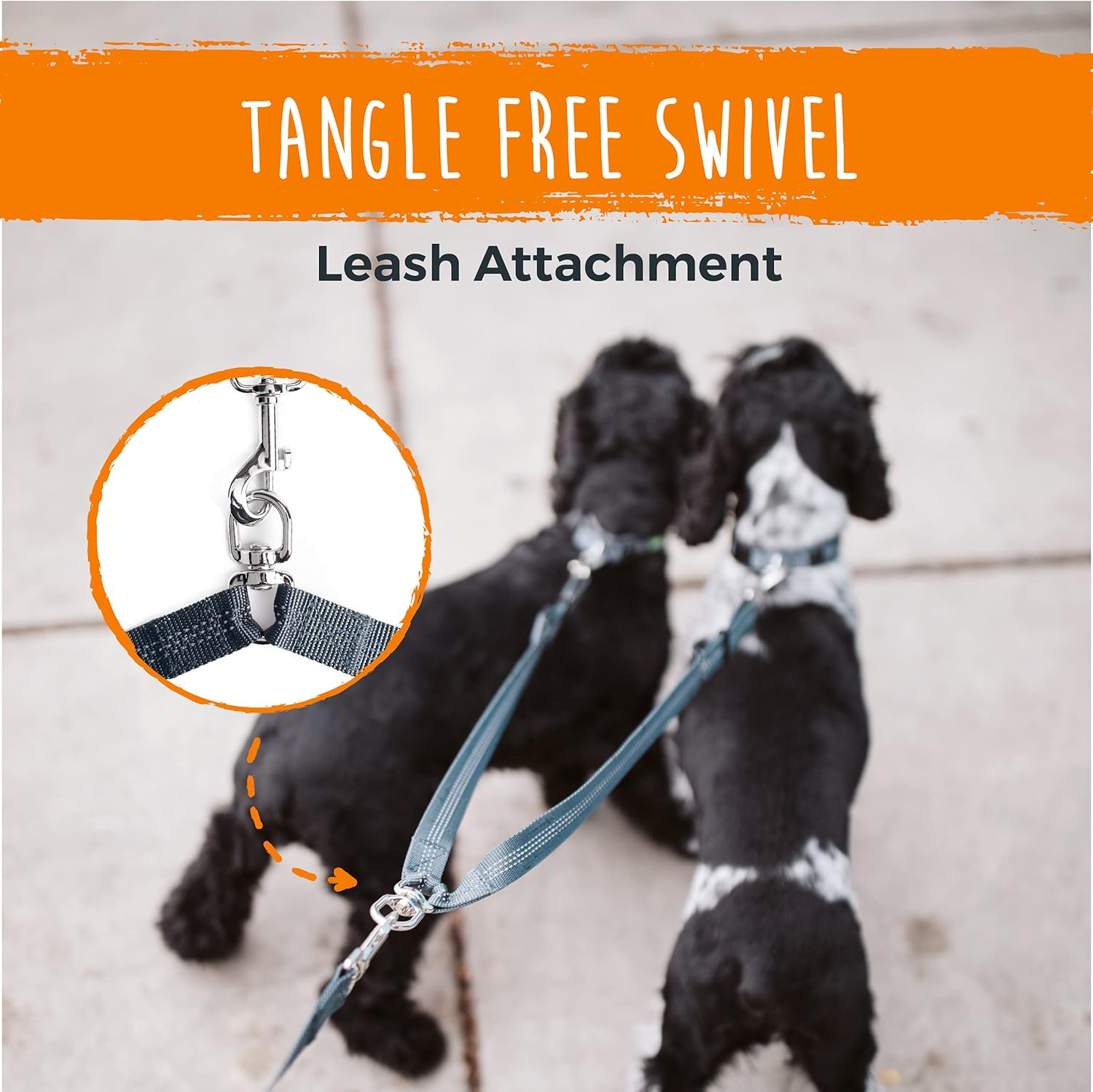 Double Dog Leash - Double Leash for Two Dogs No Tangle Design. Split Lead for 2 Pets. Adjustable to Fit All Sized Breeds. Reflective Dual Pet Lead for People with Multiple Pups