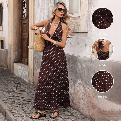 Casual Dot Slim V-neck