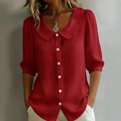 Collared Short-sleeve Blouse