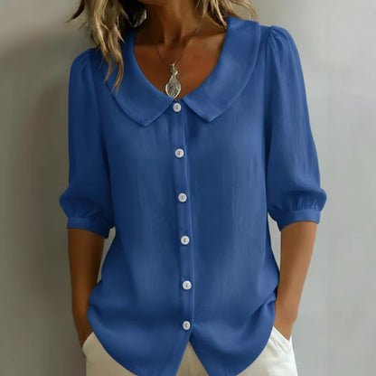 Collared Short-sleeve Blouse