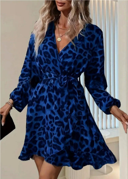 Leopard Print  V-neck Long Sleeve