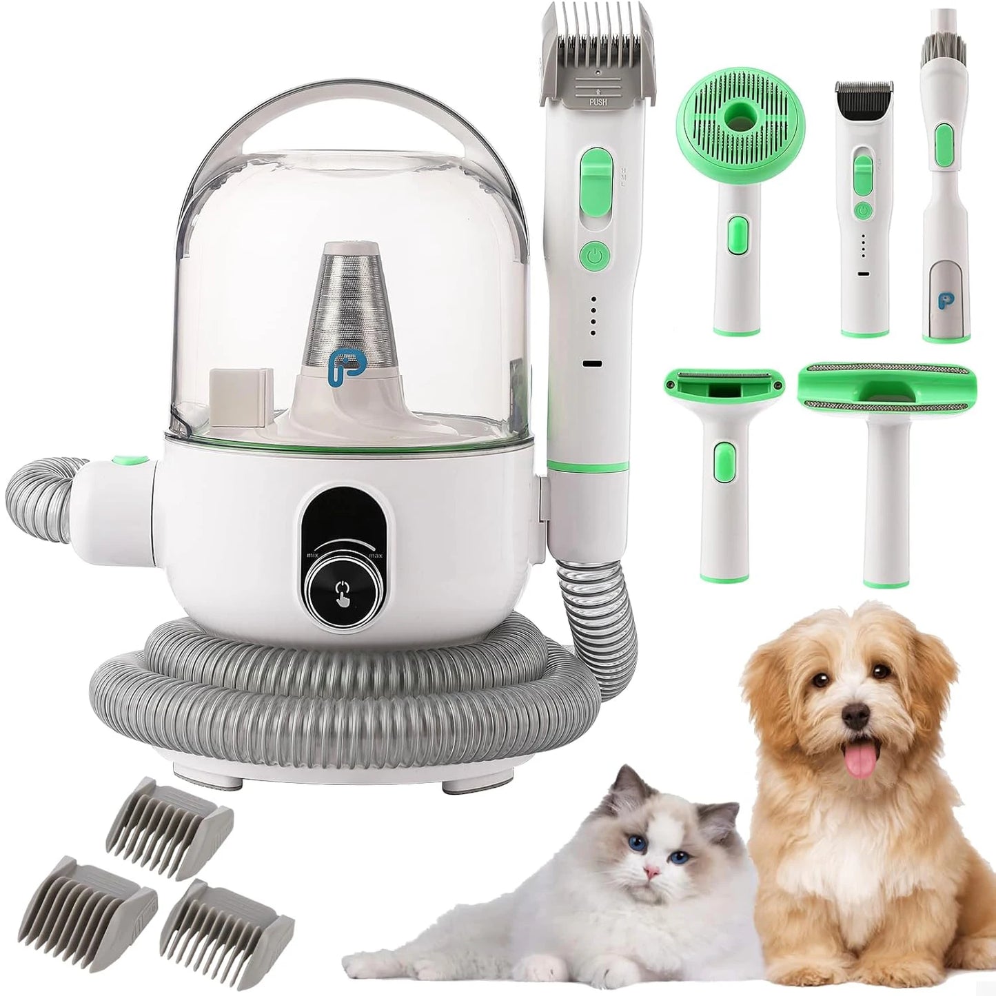Pet Grooming Kit with 2L Vacuum Suction 99% Pet Hair, Professional Quiet Dog Grooming Vacuum Kit with 5 Grooming Tools for Pets