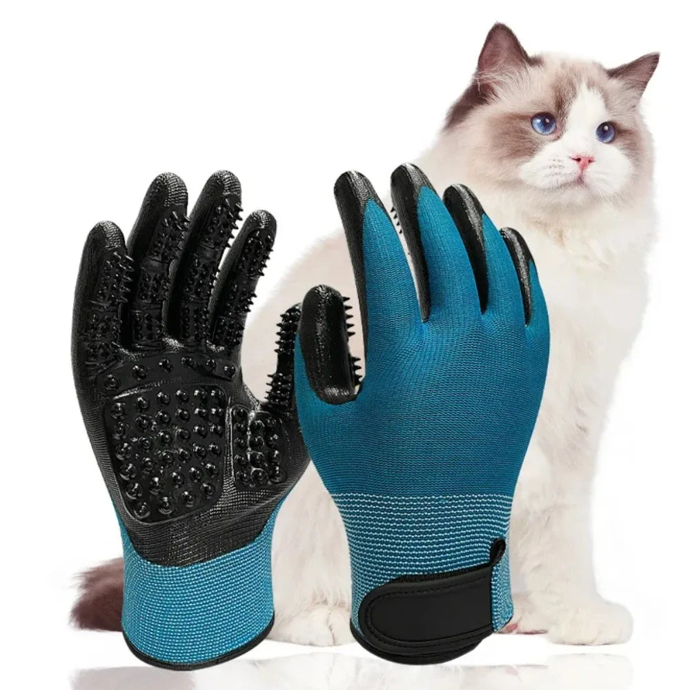 A Pair of Pet Bath Gloves Massage Clean Remove Floating Hair Pet Grooming Hair Removal Rubber Wear Resistant Non-Slip Pet Gloves