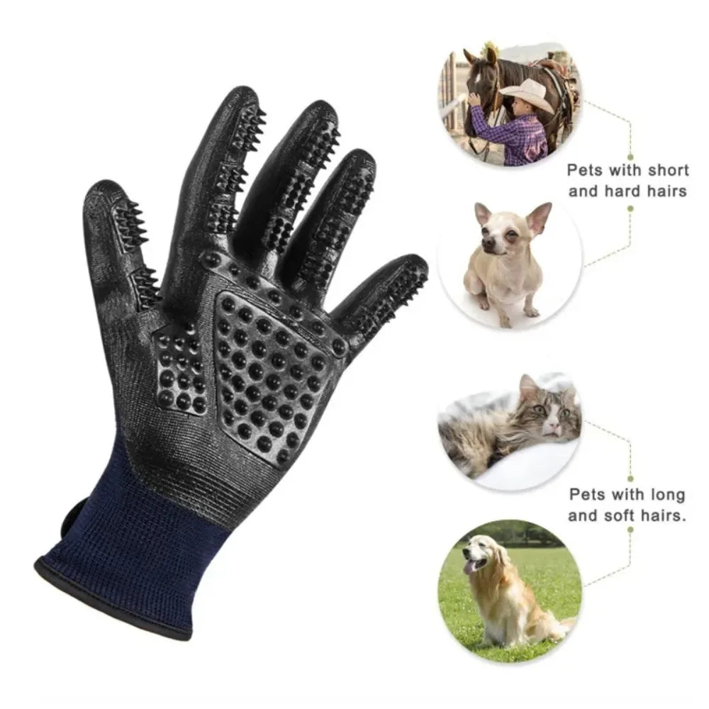 A Pair of Pet Bath Gloves Massage Clean Remove Floating Hair Pet Grooming Hair Removal Rubber Wear Resistant Non-Slip Pet Gloves