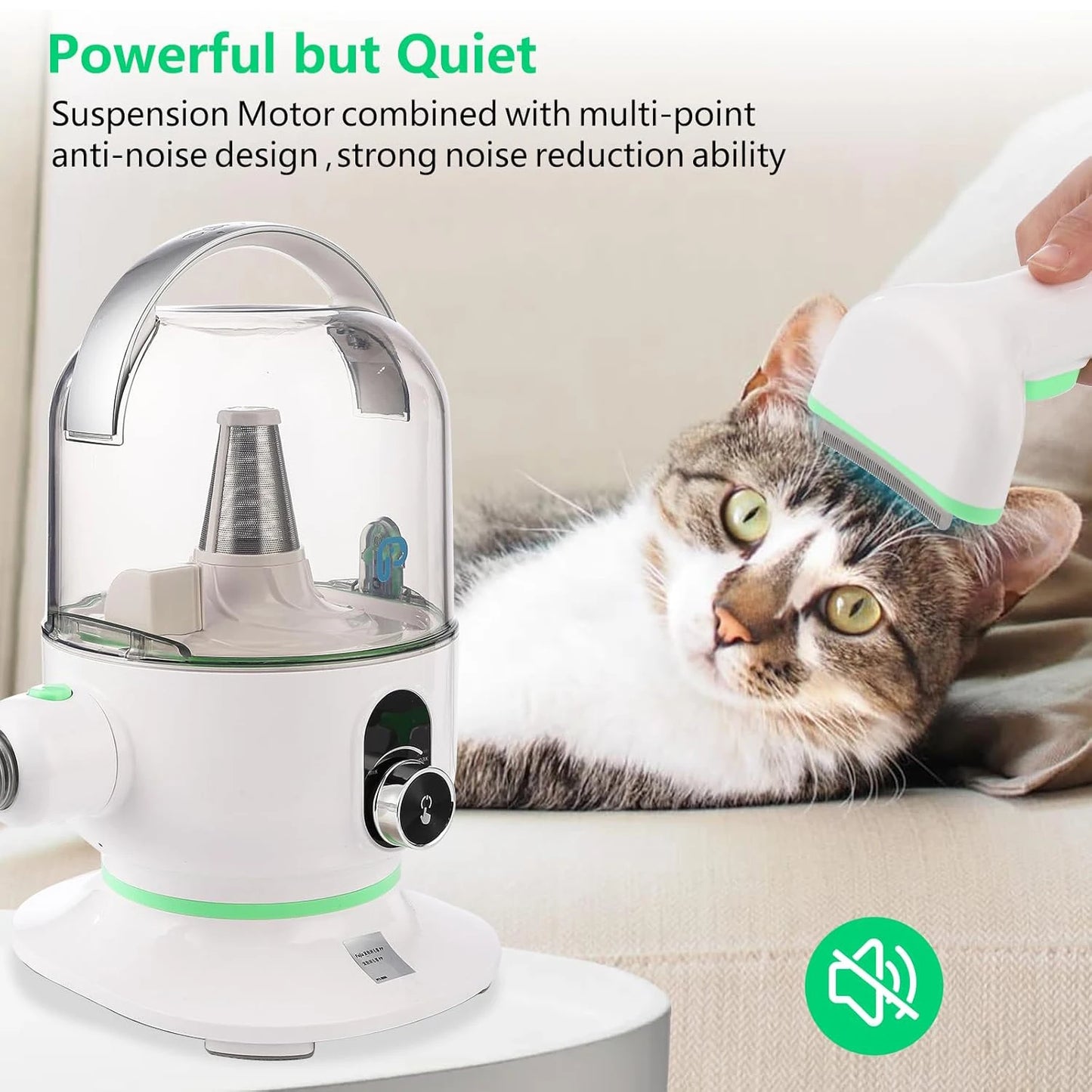 Pet Grooming Kit with 2L Vacuum Suction 99% Pet Hair, Professional Quiet Dog Grooming Vacuum Kit with 5 Grooming Tools for Pets