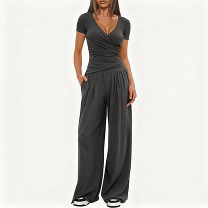 2 Pieces V Neck Short-sleeve