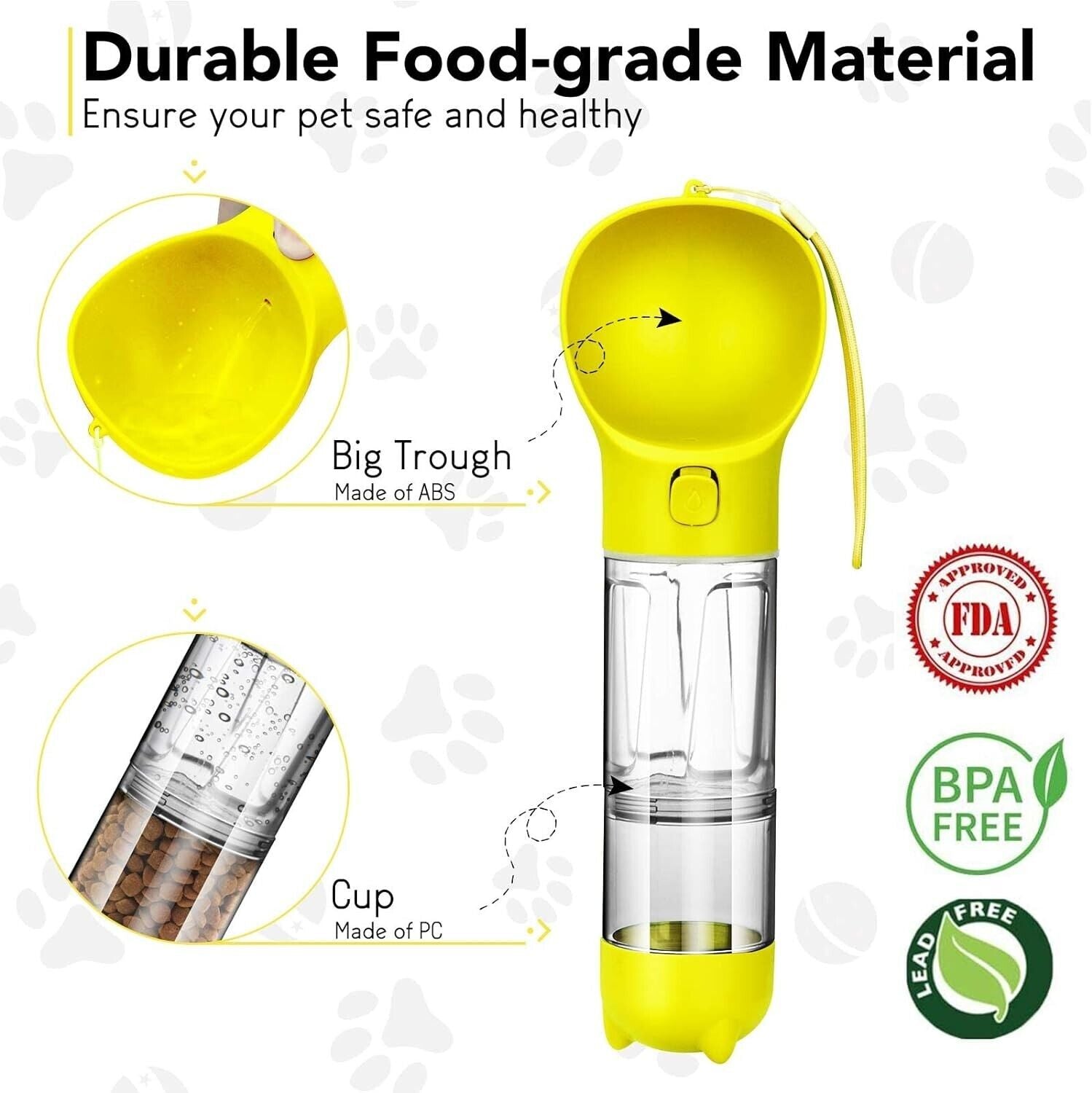 Dog Water Bottle Portable with Drinking and Feeding Function 15OZ Capacity