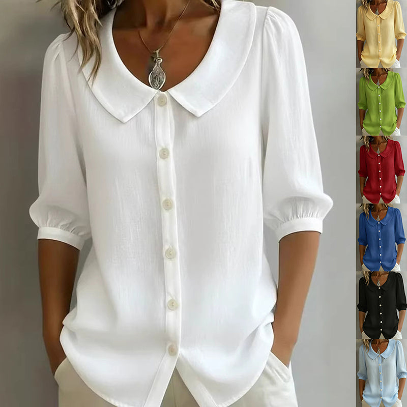 Collared Short-sleeve Blouse
