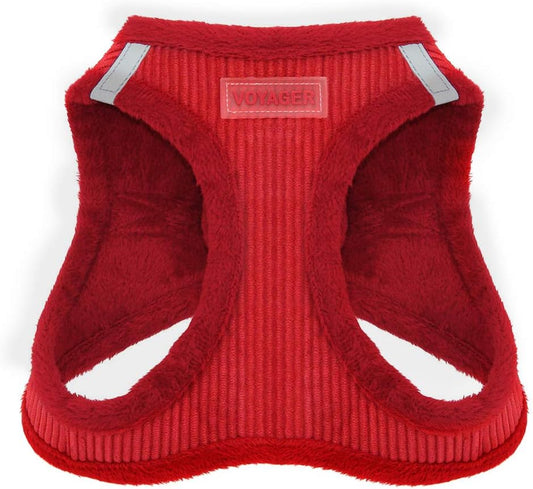 Voyager Step-In Plush Dog Harness – Soft Plush, Step in Vest Harness for Small and Medium Dogs by  - Harness (Red Corduroy), M (Chest: 16 - 18")
