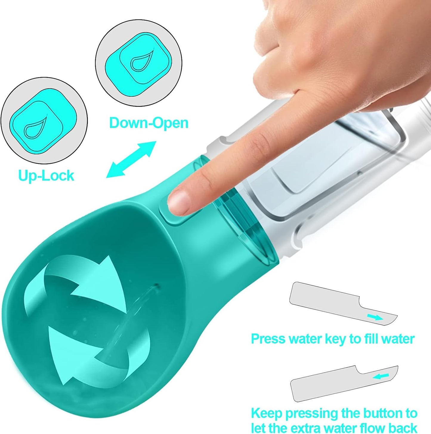 Dog Water Bottle, Leak Proof Portable Puppy Water Dispenser with Drinking Feeder for Pets Outdoor Walking, Hiking, Travel, Food Grade Plastic, BPA Free