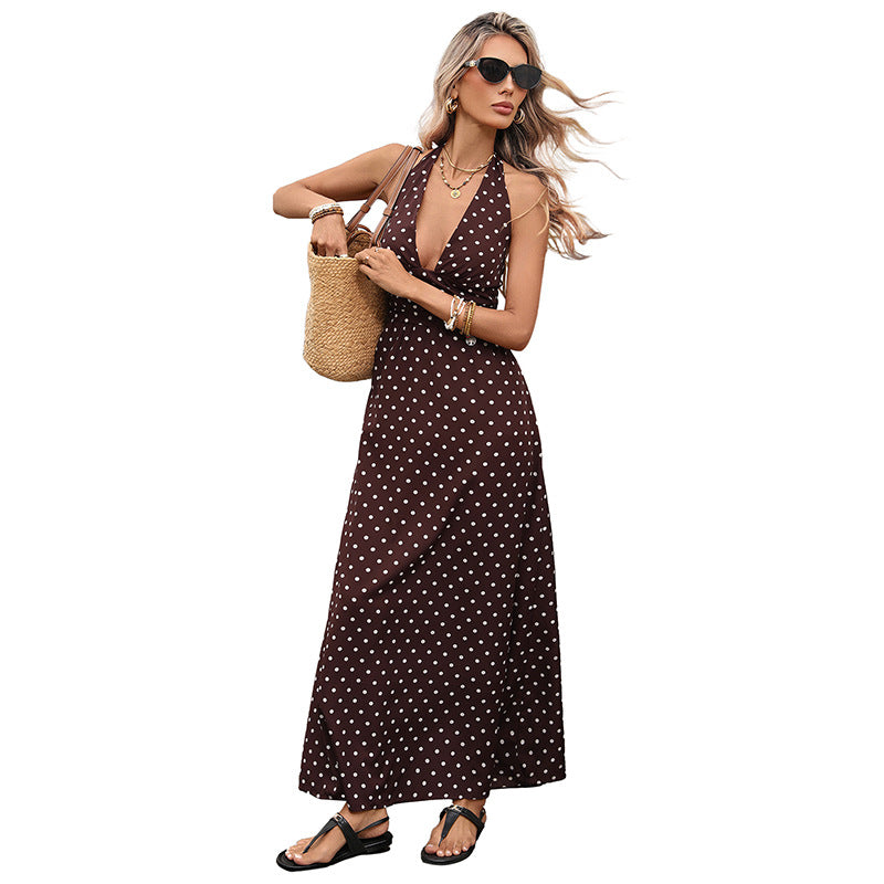 Casual Dot Slim V-neck